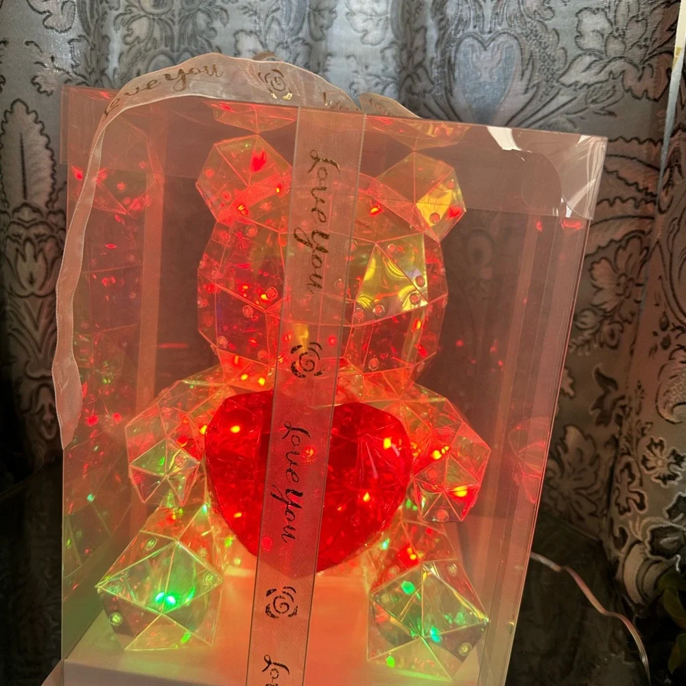Luminous Glow Holographic Iridescent 12”Teddy Bear LED Light Gift Box